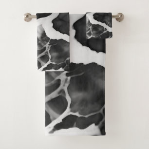 Conjunto De Toalhas Mármore preto e branco