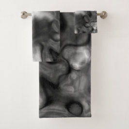 Conjunto De Toalhas Mármore Preto e Branco abstrato