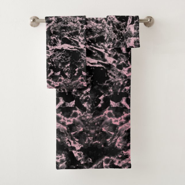 Conjunto De Toalhas Mármore rosa e preto (Insitu)