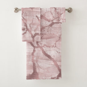 Conjunto De Toalhas Mármore Rosa Moderno Chique Abstrato Glam