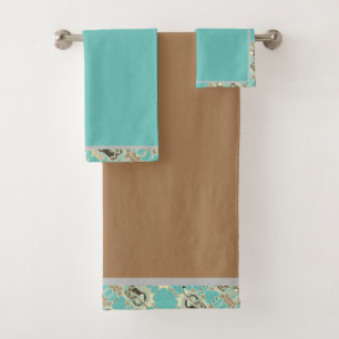 Conjunto De Toalhas Marrom-escuro Elegante Abstrato Geométrico