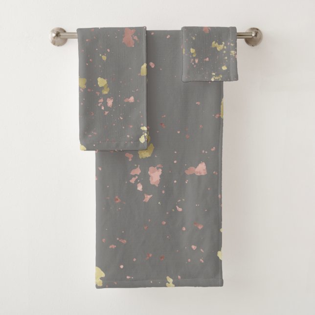 Conjunto De Toalhas Matar Cinzas Douradas e Rosa Douradas Flocos Escur (Insitu)