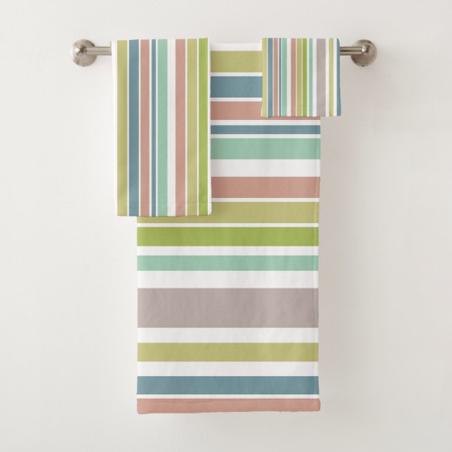 Conjunto De Toalhas Mauve Dusk Blue Stripes (Insitu)