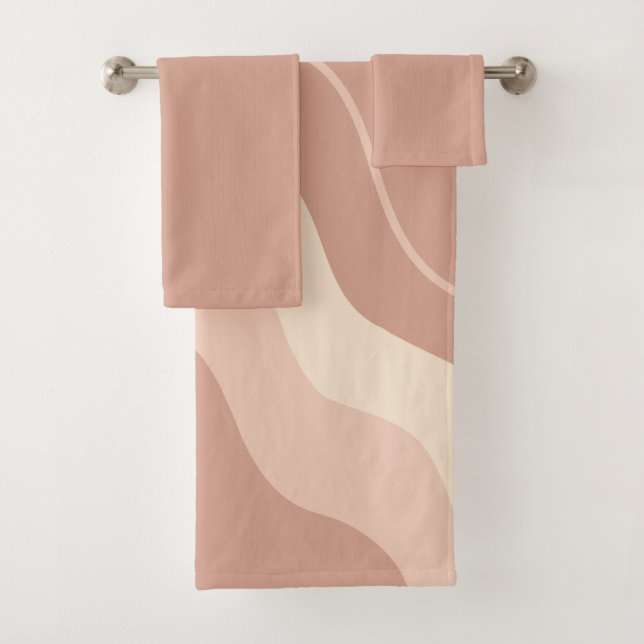 Conjunto De Toalhas Mauve e Beige Liquid Abstrato (Insitu)