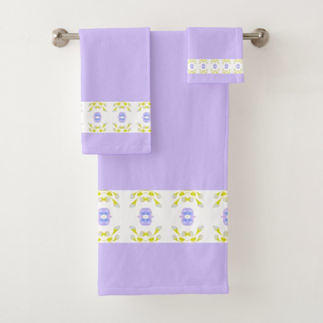 Conjunto De Toalhas Mauve White E Verde limão (Insitu)