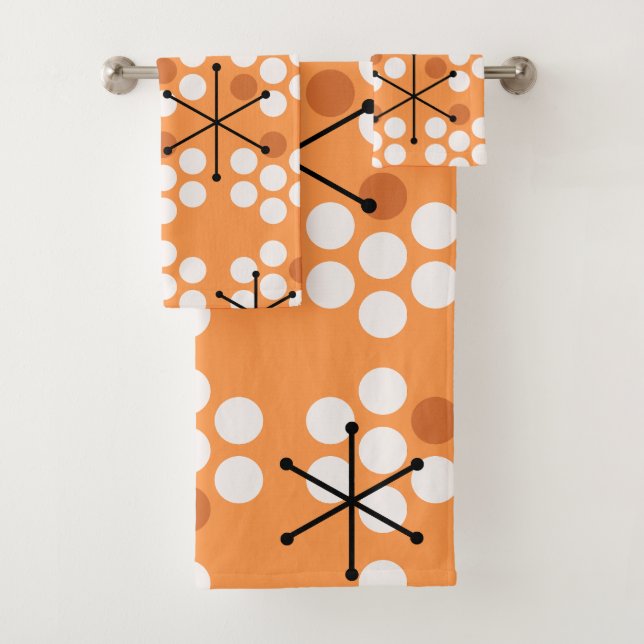 Conjunto De Toalhas MCM pontos laranja do século médio retrô (Insitu)