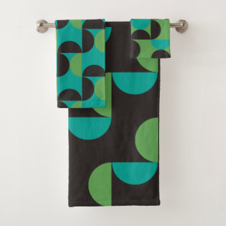 Conjunto De Toalhas Médio Século Moderno Castanho verde e turquesa