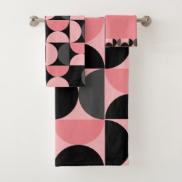 Conjunto De Toalhas Médio Século moderno cor-de-rosa preto e cinza