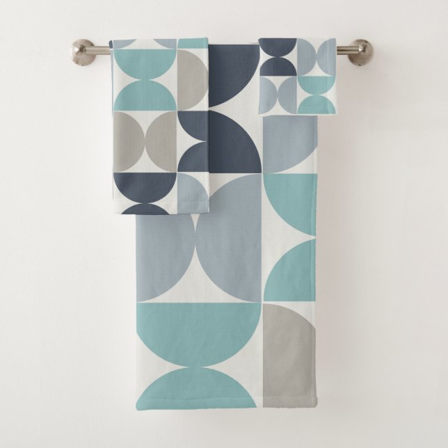 Conjunto De Toalhas Médio século Verde azul moderno e cinzas (Insitu)