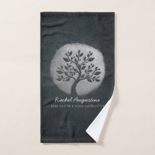 Conjunto De Toalhas Meditação Yoga Reiki Instrutor Black Silver Tree