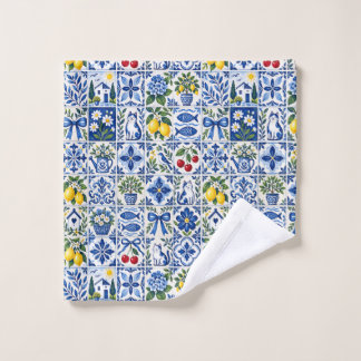 Conjunto De Toalhas Mediterranean Lemon & Cobalt Blue Tile Garden