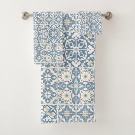 Conjunto De Toalhas Mediterranean Tiles, Moroccan, Majolica, Azulejo