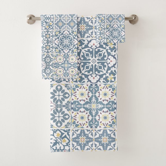 Conjunto De Toalhas Mediterranean Tiles, Moroccan, Majolica, Azulejo (Insitu)
