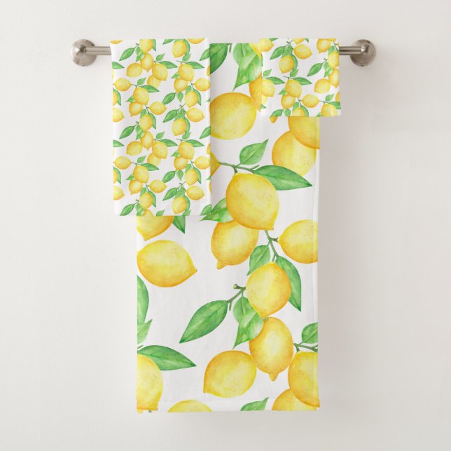 Conjunto De Toalhas Mediterrenean Citrus Lemon pattern (Insitu)