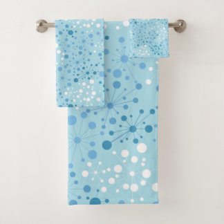 Conjunto De Toalhas Meio século azul e branco Starbursts moderno retro