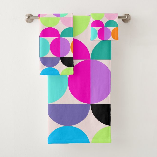 Conjunto De Toalhas Meio século Círculos Coloridos Modernos Abstrato (Insitu)