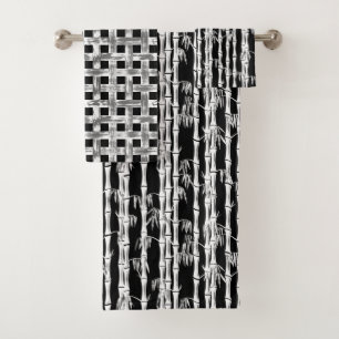 Conjunto De Toalhas Meio século de Floresta de Bambu - Preto Moderno