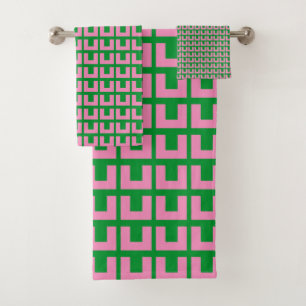 Conjunto De Toalhas Meio século Geométrico Retro-Rosa Moderno