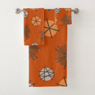 Conjunto De Toalhas Meio século Modern Starbursts Queimados Laranja