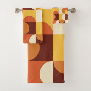 Conjunto De Toalhas Meio século Moderno Meio círculo amarelo e laranja