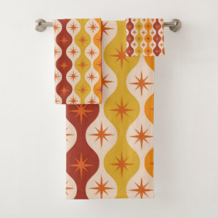 Conjunto De Toalhas Meio século Orange Mod Stars (Estrelas de Mod Lara