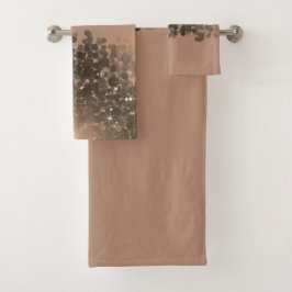 Conjunto De Toalhas Mel Bege Champanhe Dourado Brilho Luzes