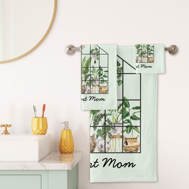 Conjunto De Toalhas Melhor Mãe de Planta de Casa em Aquarela (In situ bathroom)