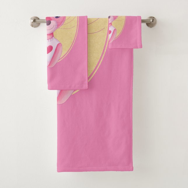 Conjunto De Toalhas Menina coelhinha fofa desenho animado (Insitu)