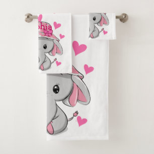Conjunto De Toalhas Menina de Elefante Bonita