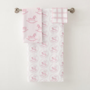 Conjunto De Toalhas Menina Rosa Rocking Horse Personalizada