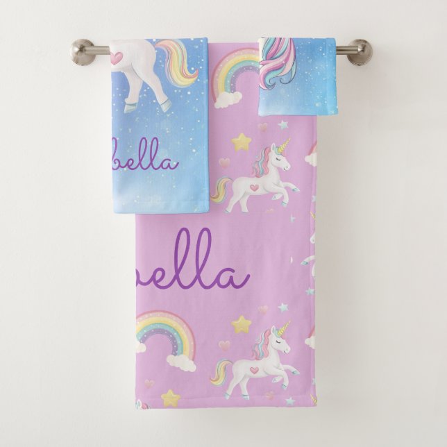 Conjunto De Toalhas Meninas bonitas Mágicas Unicórnio Arco-Íris Person (Insitu)