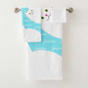 Conjunto De Toalhas Meninas conhecidas feitas sob encomenda do gato