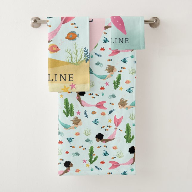 Conjunto De Toalhas Meninas Engraçadas Mágicas Sob O Mar Crianças De S (Insitu)