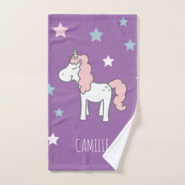 Conjunto De Toalhas Meninas Lindas Unicórnio Roxo Mágico 