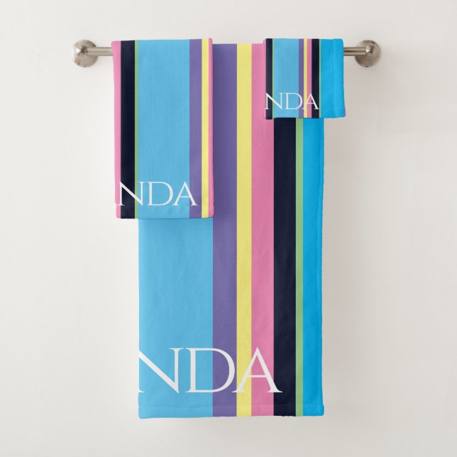 Conjunto De Toalhas Meninas Personalizadas Chic Verão Pastel Arco-Íris (Insitu)