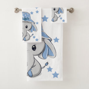 Conjunto De Toalhas Menino Elefante Bonito