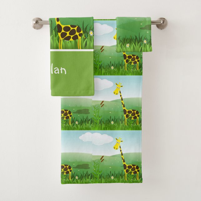 Conjunto de Toalhas Menino Girafa Zoológico Monogr (Insitu)