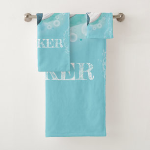 Conjunto De Toalhas Menino personalizado da baleia do oceano