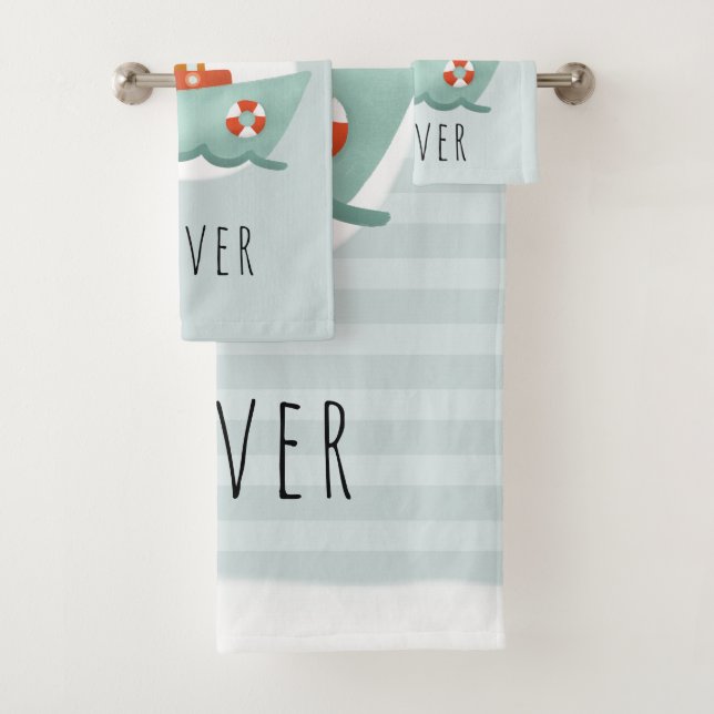 Conjunto De Toalhas Meninos, bonitos e crianças de barcos azuis modern (Insitu)