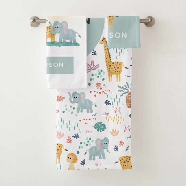 Conjunto De Toalhas Meninos Selvagens Cegas Safari Animais Zebra Giraf (Insitu)