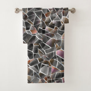 Conjunto De Toalhas Mensagem de salmão cru e mosaico irregular de cin