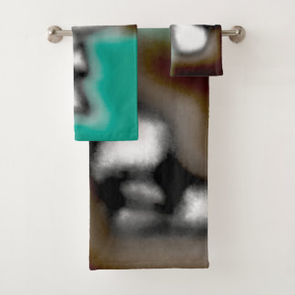 Conjunto De Toalhas Mensagem em uma garrafa: Abstrato Brown, Teal, B &
