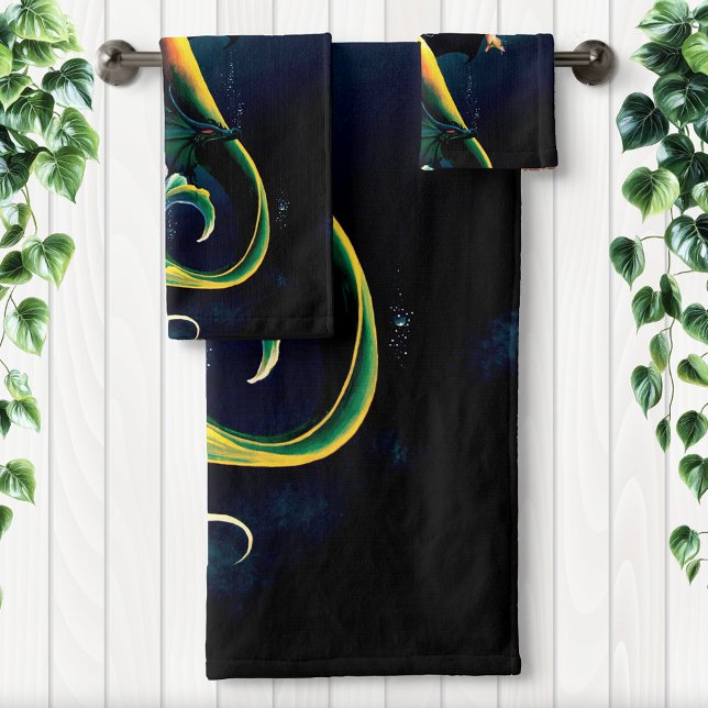 Conjunto De Toalhas Mermaid Dragon Fantasy Blue (Criador carregado)