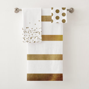 Conjunto De Toalhas Metálico de Natal Dourado e Branco