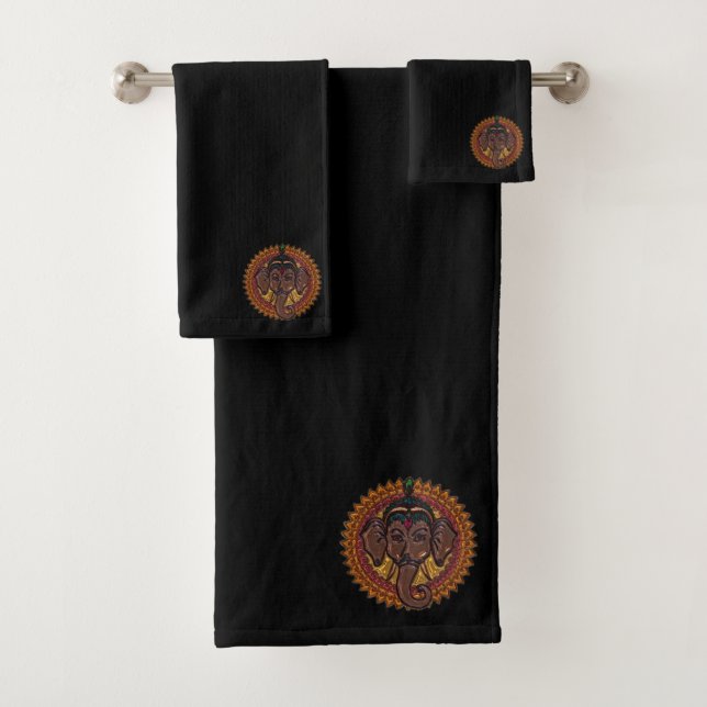 Conjunto De Toalhas Metallizador de Elefante Adorável Mandala (Insitu)