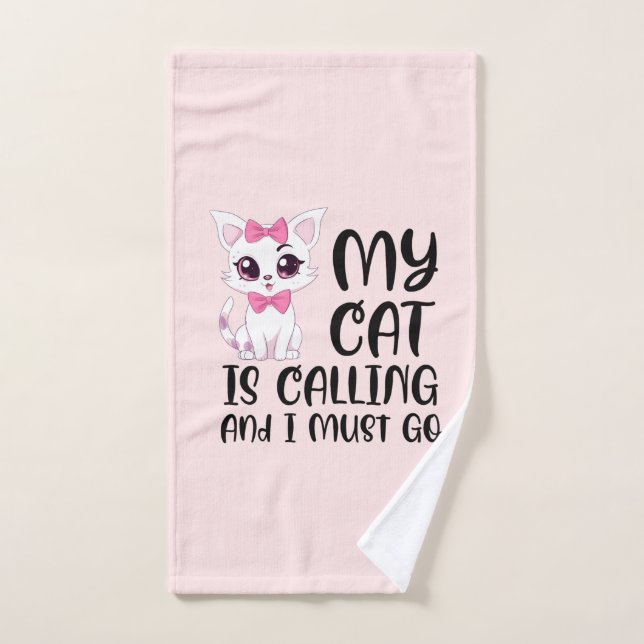Conjunto De Toalhas Meu Gato Está Ligando E Eu Preciso Ir (Toalha de mão)