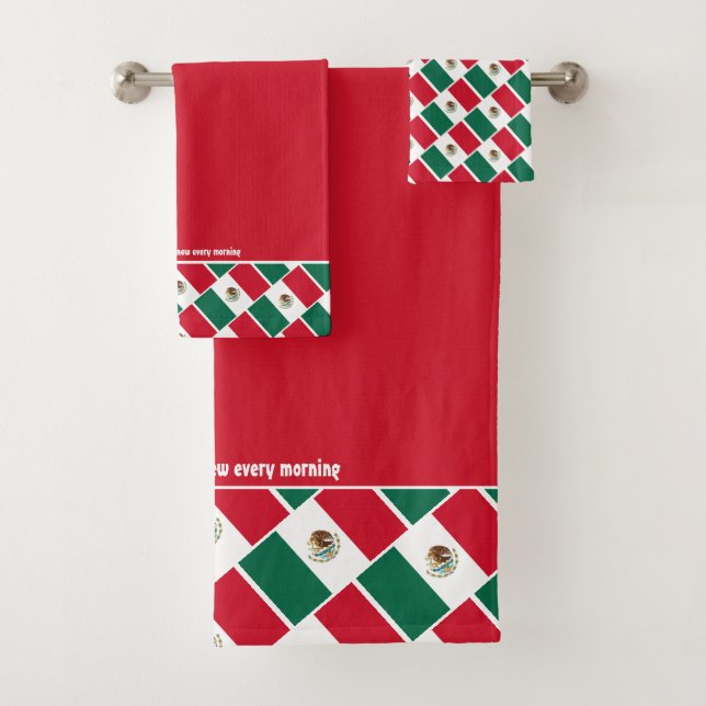 Conjunto De Toalhas MEXICO FLAG Personalizado Scripting RED (Insitu)