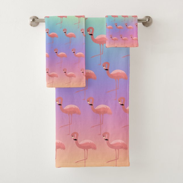 CONJUNTO DE TOALHAS MIAMI PINK FLAMINGO PADRÃO PADRÃO BATHROOM TOWET S (Insitu)