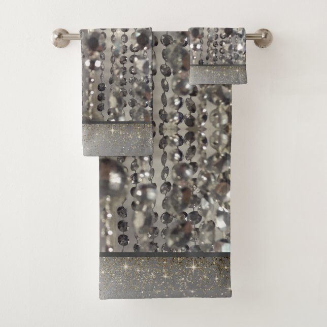 Conjunto De Toalhas Miçangas de cordas prateadas brilhantes         (Insitu)