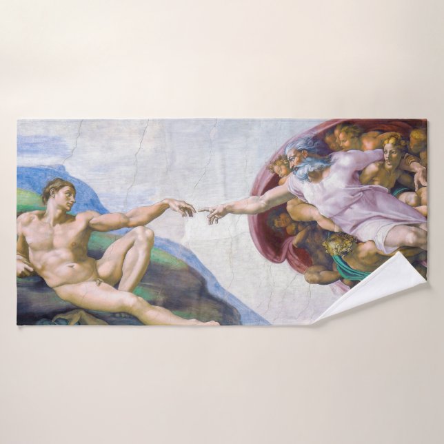 Conjunto De Toalhas Michelangelo - Criação de Adão Isolado (Toalha de Banho)